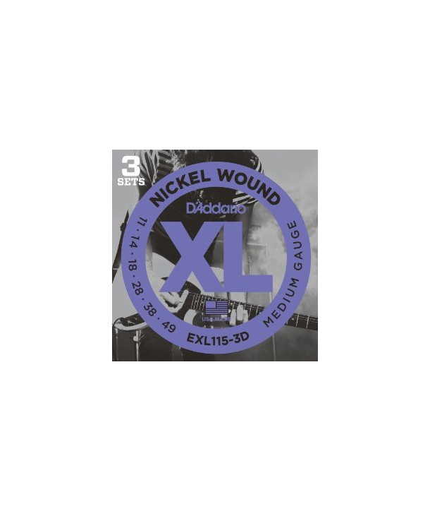 Pack de 3 jeux de Cordes électriques Nickel Wound Blues/Jazz Rock 11-49 filé rond nickel