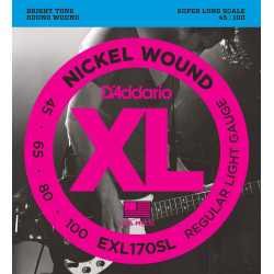 Jeu de cordes Basse XL Soft 45-100 Super long scale filé rond nickel