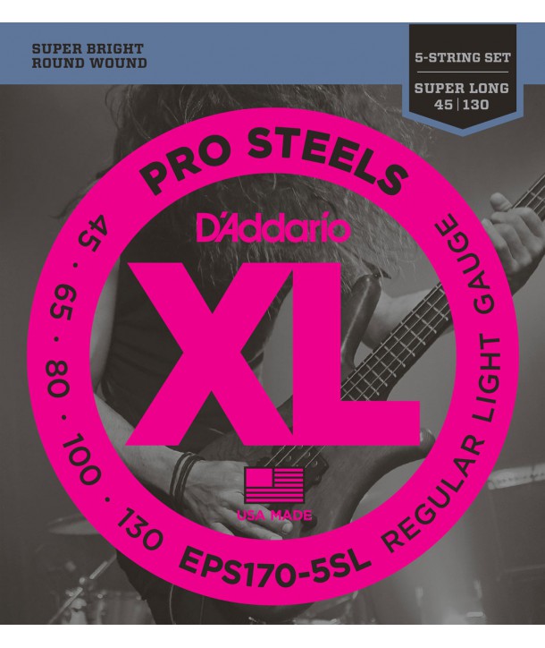 Jeu de cordes Basse XL 5 CORDES Super long scale Soft 45-130 filé rond nickel