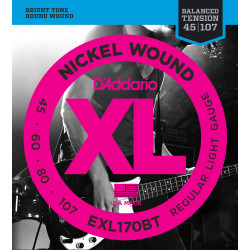 Jeu de Cordes Basse EXL170BT  Balanced Tension Regular Light 45-107 filé rond nickel