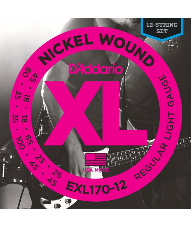 Jeu de corde basse XL 12 CORDES filé rond nickel 18-45 Light