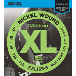 Jeu de 5 cordes Basse XL Soft-regular 45-135 filé rond nickel