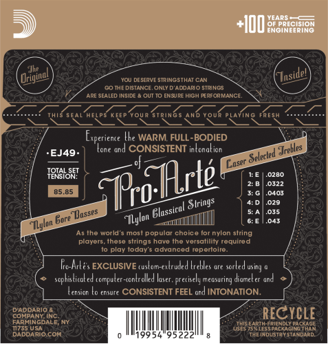Classical strings set Pro-Arté Black Nylon Normal Tension
