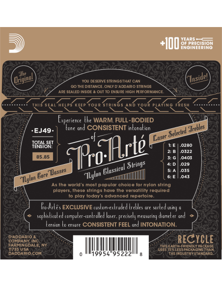 Classical strings set Pro-Arté Black Nylon Normal Tension