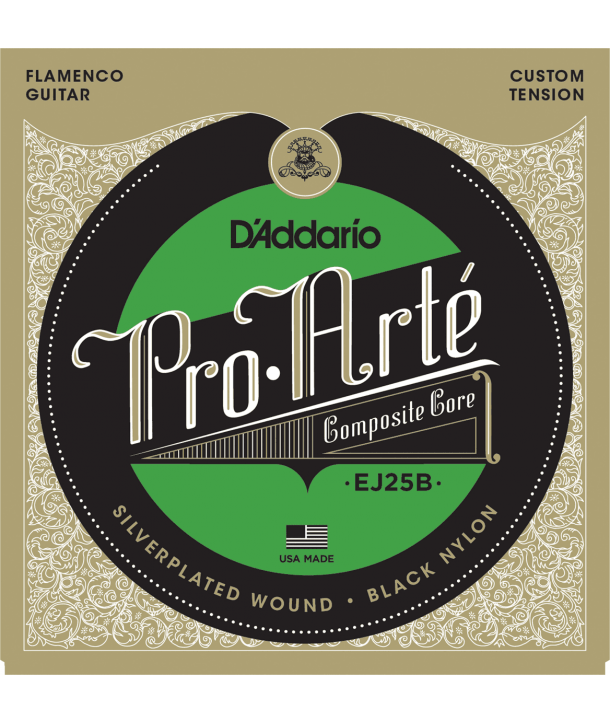 Jeu de cordes Flamenco Pro-Arté Composite Nylon noir Tension normale