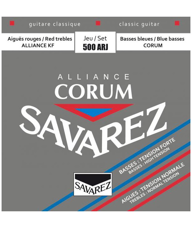 Jeu de cordes classique CORUM ALLIANCE Rouge/Bleu tension hybride 500ARJ