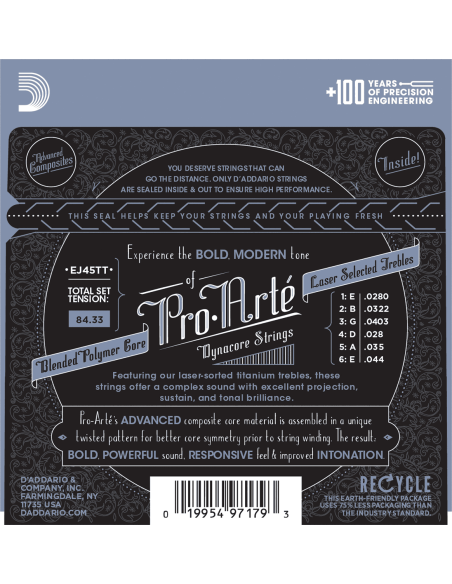 Jeu de 6 cordes pour guitare classique Pro Arte DynaCore tension normale