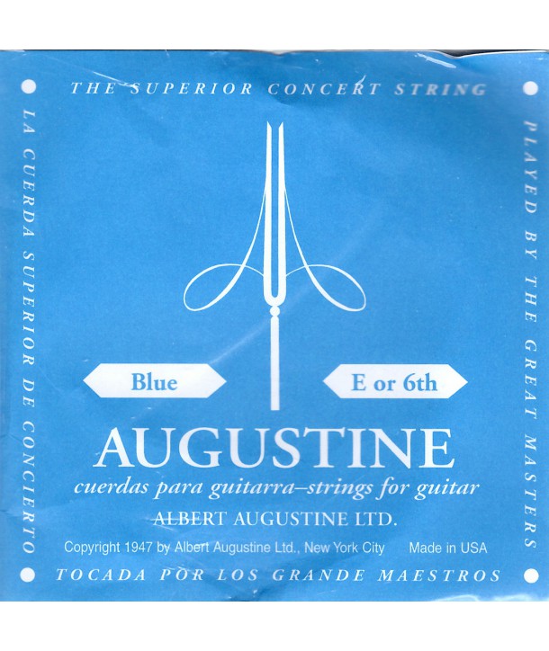 Corde unité Mi grave - nylon filé argenté - tension bleue forte