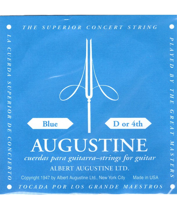 Corde unité Ré - nylon filé argenté - tension bleue forte