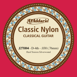 Corde à l'unité Ré en nylon filé cuivre plaqué argent Tension forte
