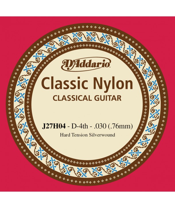 Corde à l'unité Ré en nylon filé cuivre plaqué argent Tension forte