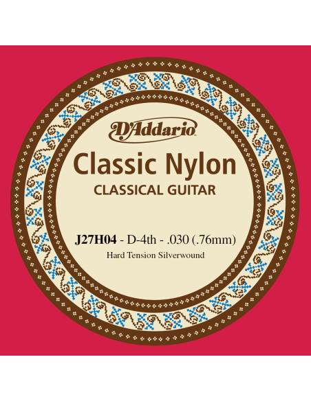 Corde à l'unité Ré en nylon filé cuivre plaqué argent Tension forte