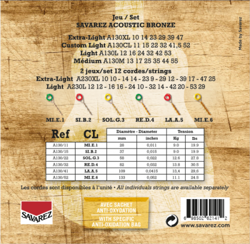Jeu de cordes folk Bronze custom light 11-52