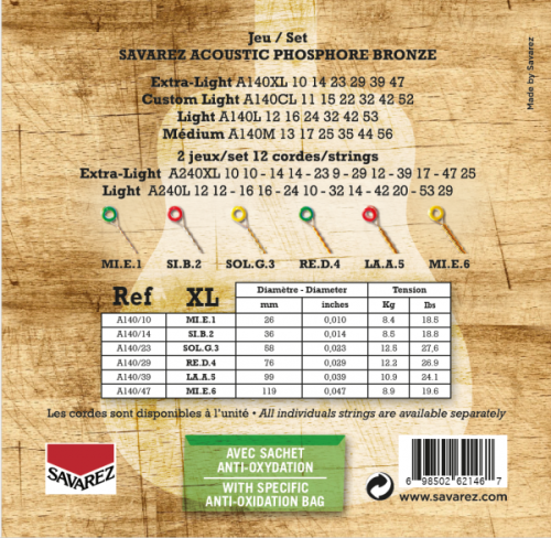 Jeu de cordes folk Phosphore Bronze Extra light 10-47