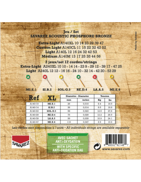 Jeu de cordes folk Phosphore Bronze Extra light 10-47