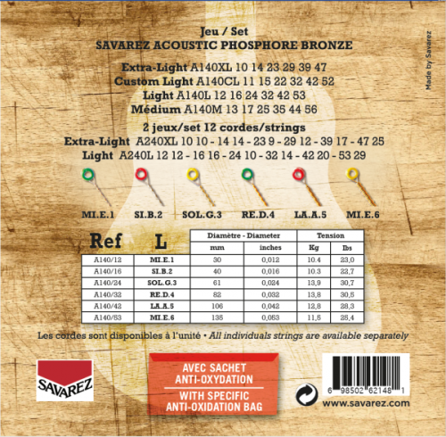 Acoustic strings set 80/20 Bronze Light 12-54