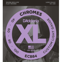 Jeu de cordes basse chrome file plat custom light 40-100