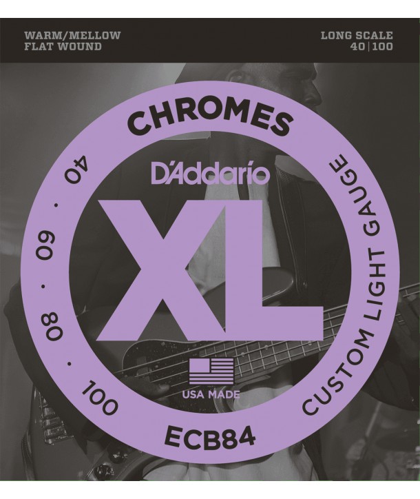 Jeu de cordes basse chrome file plat custom light 40-100