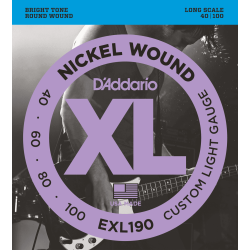 Jeu de cordes Basse XL Custom light 40-100 filé rond nickel