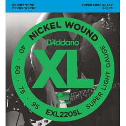 Jeu de cordes Basse XL Super light 40-95 filé rond nickel Super long scale