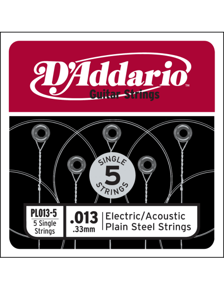 Lot de 5 Cordes unité 13 électrique ou acoustique acier plein