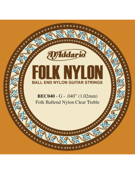 Single Classical/Folk Guitar Nylon 040 Ball End