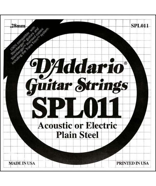 Einzelsaite für E-Gitarre oder Westerngitarre Plain Steel Doppel-Kugel 011