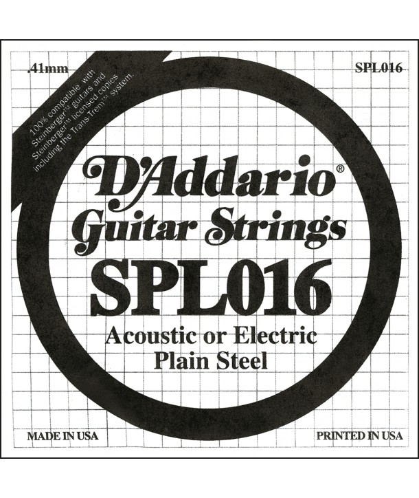 Einzelsaite für E-Gitarre oder Westerngitarre Plain Steel Doppel-Kugel 016