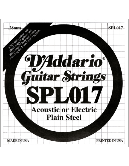 Acoustic or electric single Plain Steel Double Ball End 017