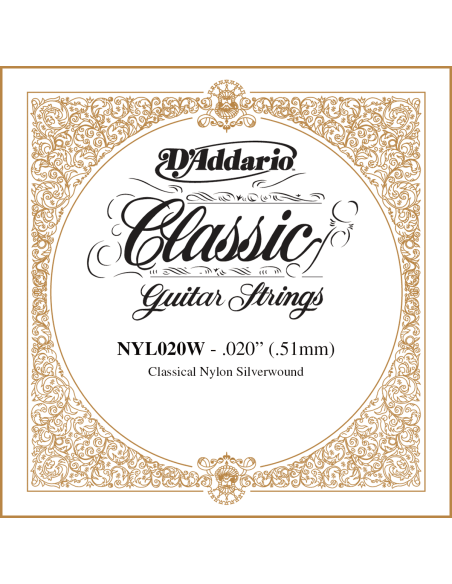 Corde à l'unité Classique Nylon plaqué argent 020