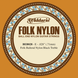 Corde à l'unité Folk Nylon noir à boule 28