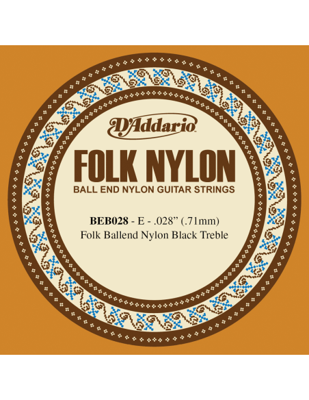 Corde à l'unité Folk Nylon noir à boule 28