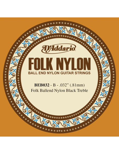 Single Classical/Folk Guitar Black Nylon 028 Ball End