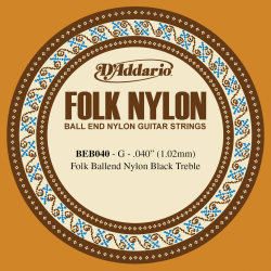 Single Classical/Folk Guitar Black Nylon 032 Ball End
