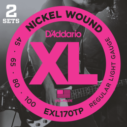 Pack de 2 jeux de corde basse xl filé rond nickel soft 45-100