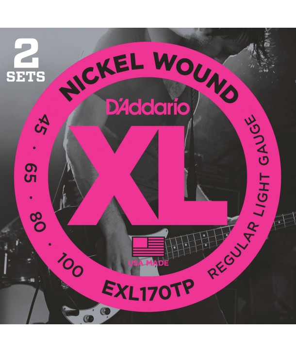 Pack de 2 jeux de corde basse xl filé rond nickel soft 45-100