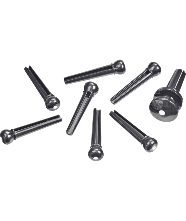 Molded Bridge Pins with End Pin, Set of 7, Black
