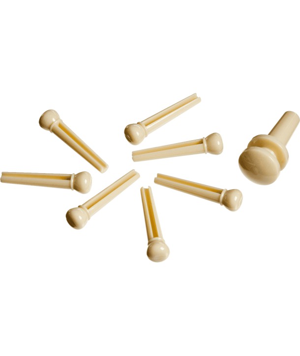 Molded Bridge Pins with End Pin Set, Ebony with Ivory Dot