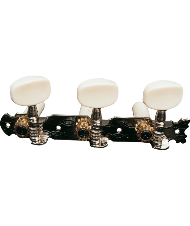 3-on-Plate Tuners - Nickel and Plastic for Classical guitar