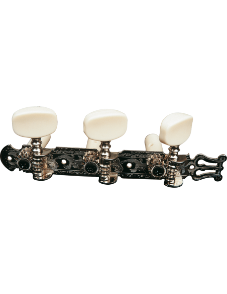 Platine Lyre nickel avec boutons plastiques pour guitare classique