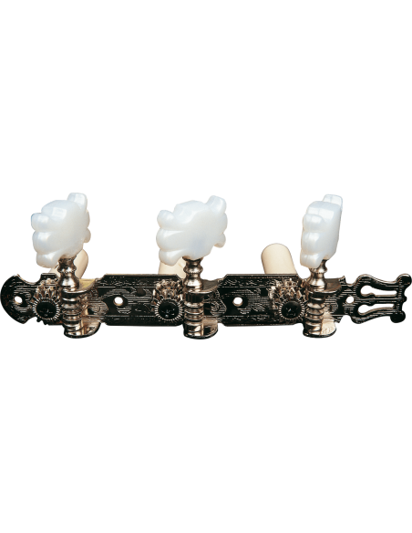 Platine Lyre nickel avec boutons nacrés pour guitare classique