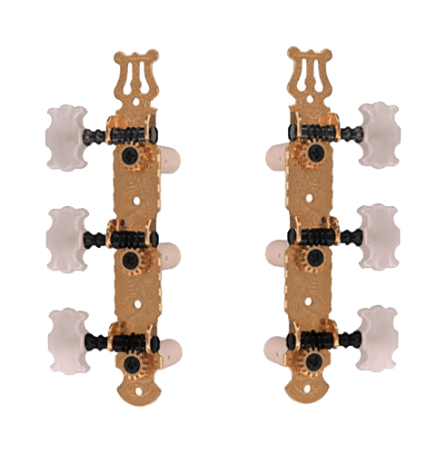 Platine Lyre dorée avec boutons nacrés pour guitare classique