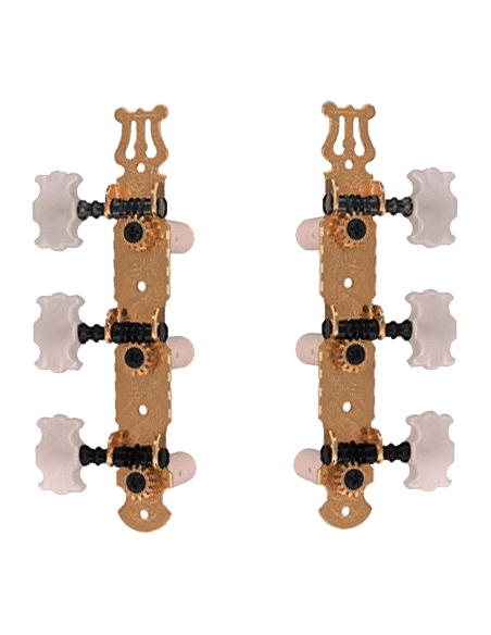Platine Lyre dorée avec boutons nacrés pour guitare classique
