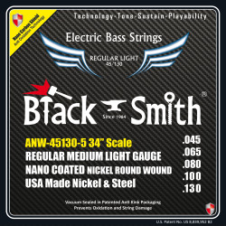 Jeu de 5 cordes Basse AOT Coated Nickel Regular light 45-130 Long scale