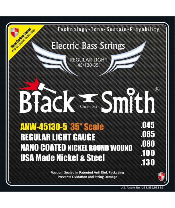 Juego de 5 cuerdas para Bajo AOT Coated Nickel Regular light 45-130 Super Long scale