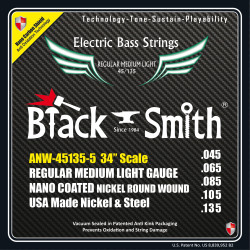 Jeu de 5 cordes Basse AOT Coated Nickel Regular medium light 45-135 Long scale