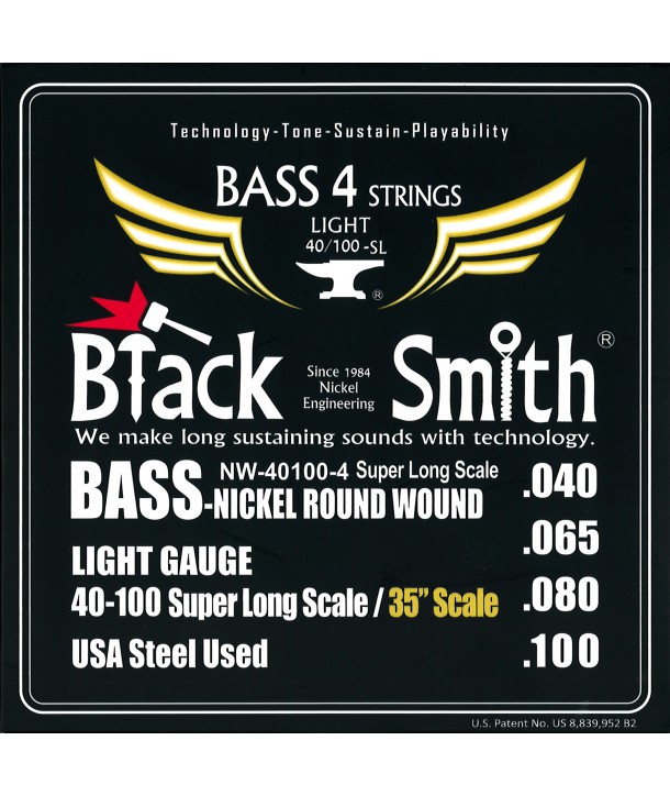 Jeu de cordes Basse Filé rond Nickel Light 40-100 Super long scale