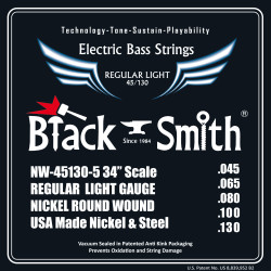 Jeu de 5 cordes Basse Filé rond Nickel Regular light 45-130 Long scale