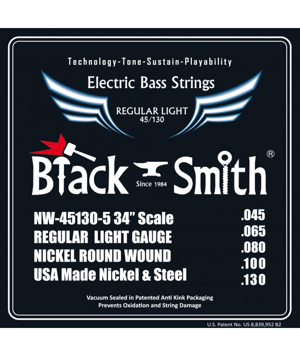 Bass 5 strings set Nickel round wound Regular light 45-130 Long scale