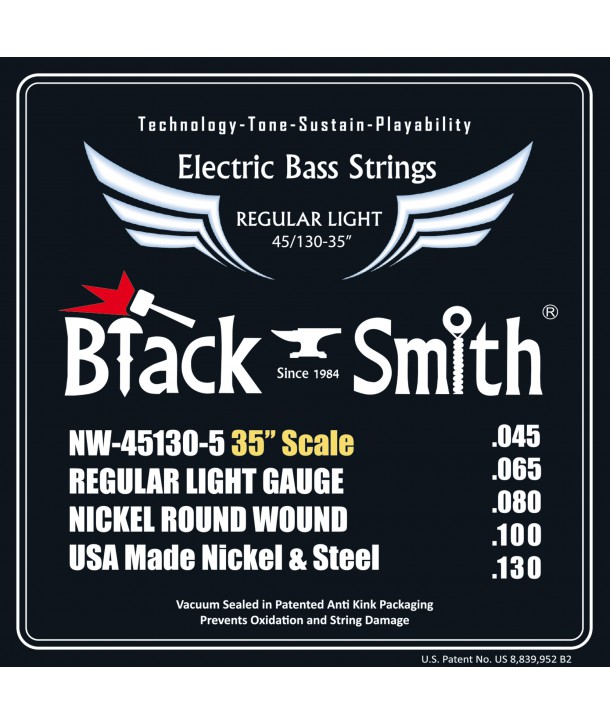 Juego de 5 cuerdas para Bajo Nickel round wound Regular light 45-130 Super long scale
